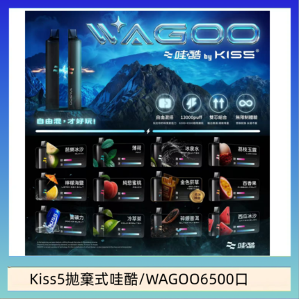 WAGOO哇酷Kiss5 6500口拋棄式 | 自由混搭雙口味 | 雙芯組合